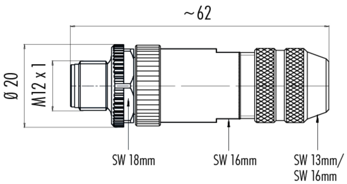 0-10-0 Drawing Kabelstecker Schirmbar Schraubklemmanschluss Schirmringversion