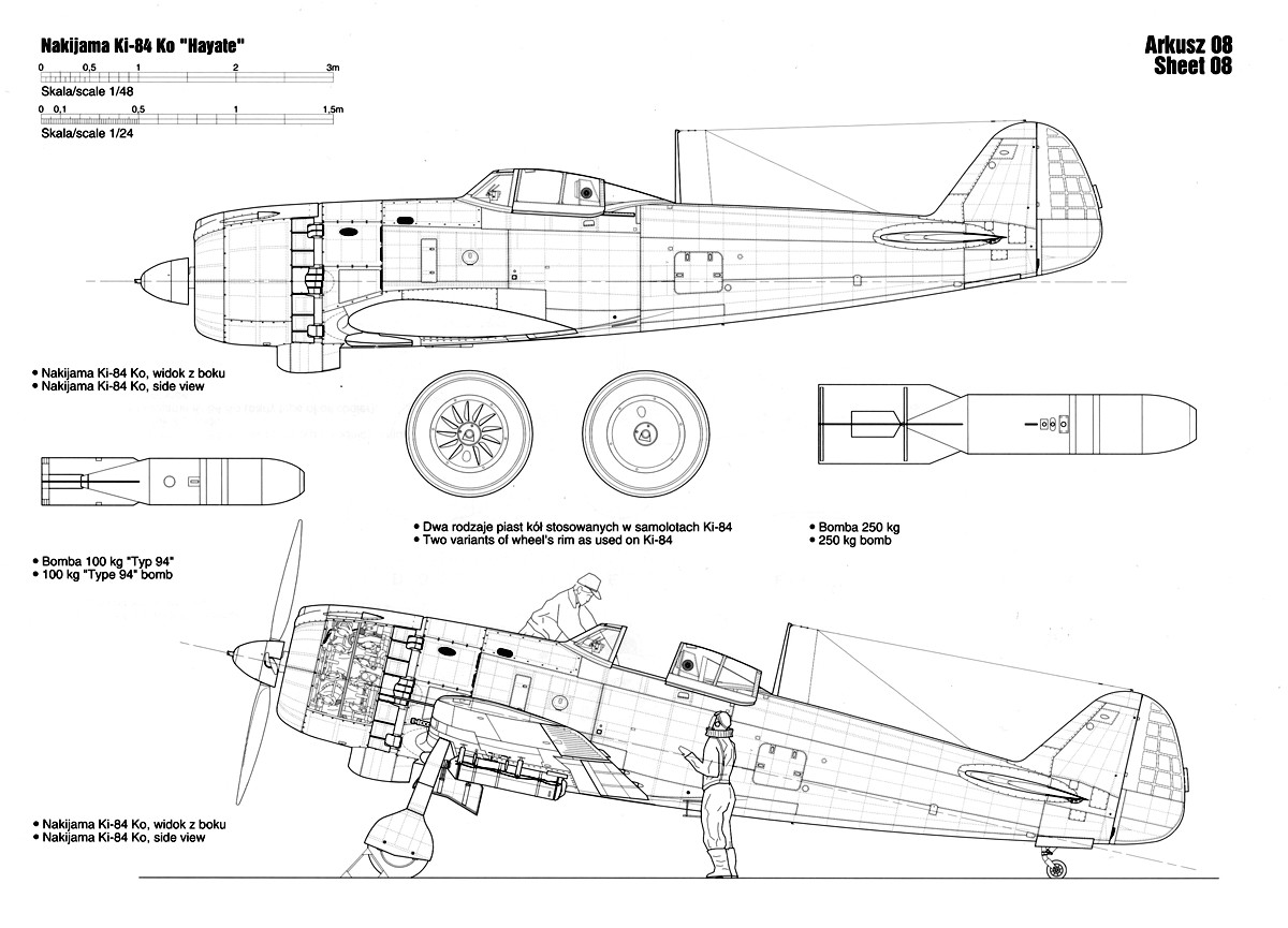 0 and 1 Drawing asisbiz Artwork Nakajima Ki 84 Hayate Ko Technical Drawing 1 48 Scale 0d