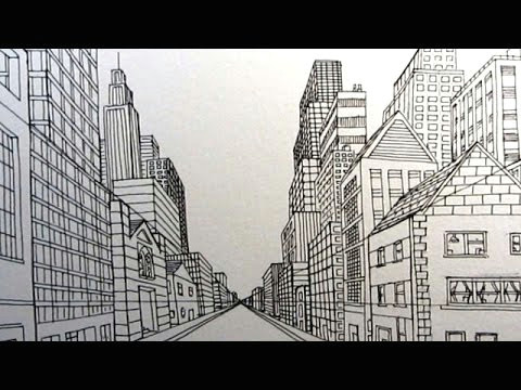 1 Point Perspective Drawings Easy How to Draw A City Street In One Point Perspective Narrated Youtube