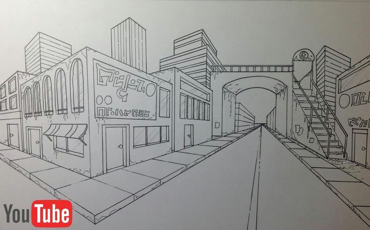 2 Point Perspective Cartoon Drawing Two Point Perspective Cityscape by Akium Art Drawings In