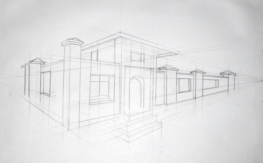 2 Point Perspective Drawings Easy Draw A City Block In 2 Point Perspective Art Lesson