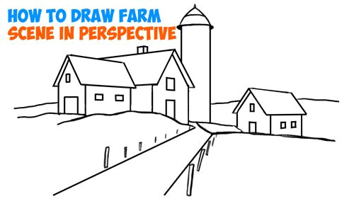 3 Dimensional Drawing Easy How to Draw Farm Scene Fall Spring Scene In Three Point