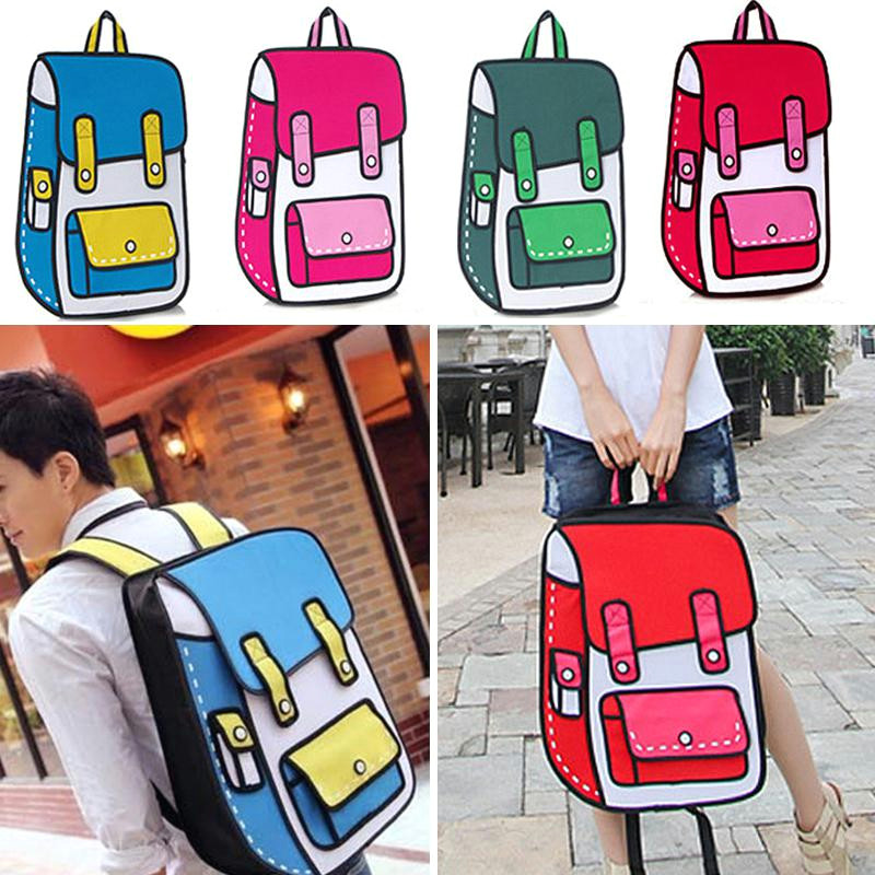 3d Cartoon Drawing Backpack Canvas Gismo 2d 3d Cartoon Bag High Quality Shoulder Messenger Bag