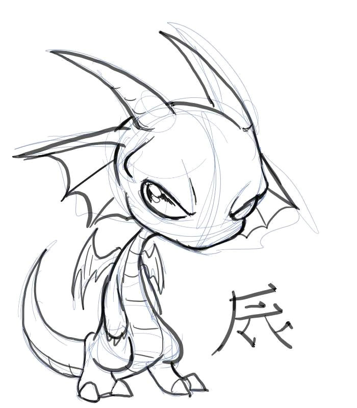 3d Drawing Dragons Chibi Dragon Chibi Dragon by Nocturnalmoth On Deviantart Lineart