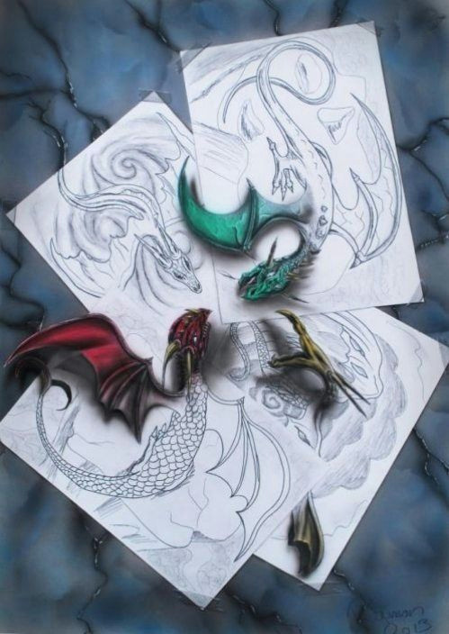 3d Drawing Dragons Unfinished Amazing 3d Drawing Awesome Pinterest Drawings
