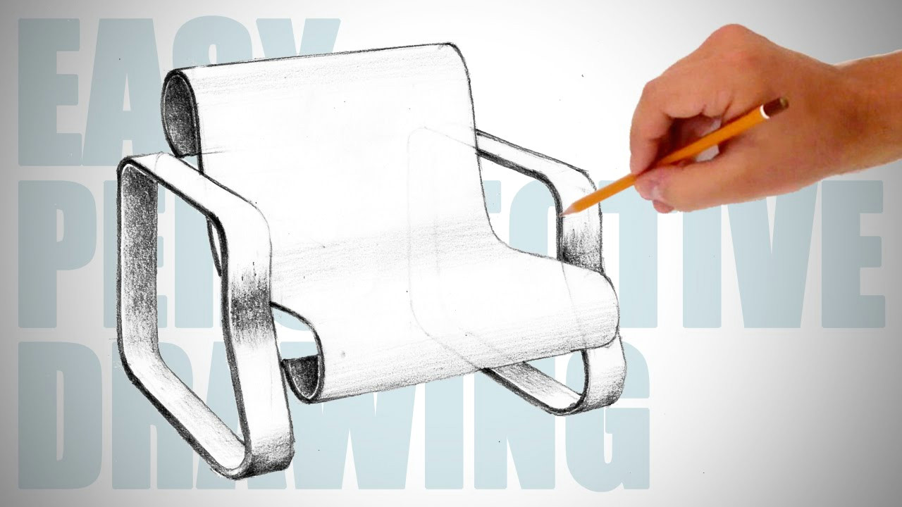 3d Drawing Easy Youtube How to Draw A Modern Chair Easy Perspective Drawing 14 Youtube