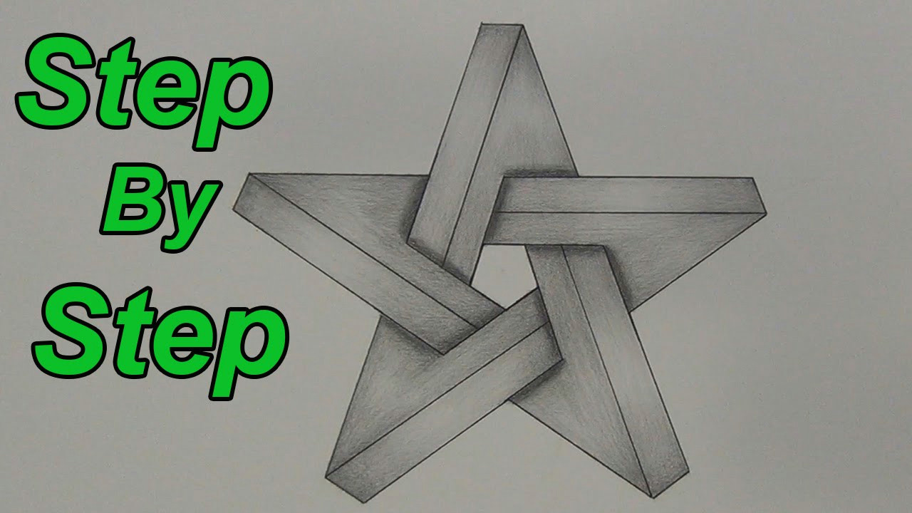 3d Drawing Easy Youtube How to Draw An Impossible Star Step by Step 3d Star Impossible
