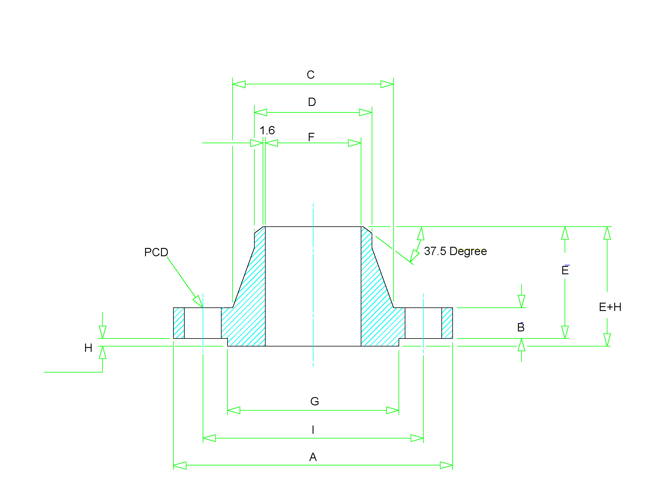 5 Drawing Conventions Relating to Dimensions Weld Neck Flange Dimensions Class 150 to Class 2500