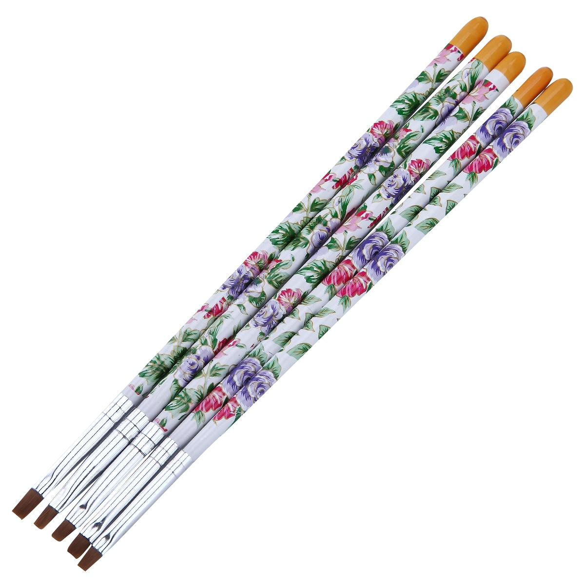 5 Drawing Instruments Flower Pattern Nail Art Flat Brush Set Gel Polish Tips 3d Design