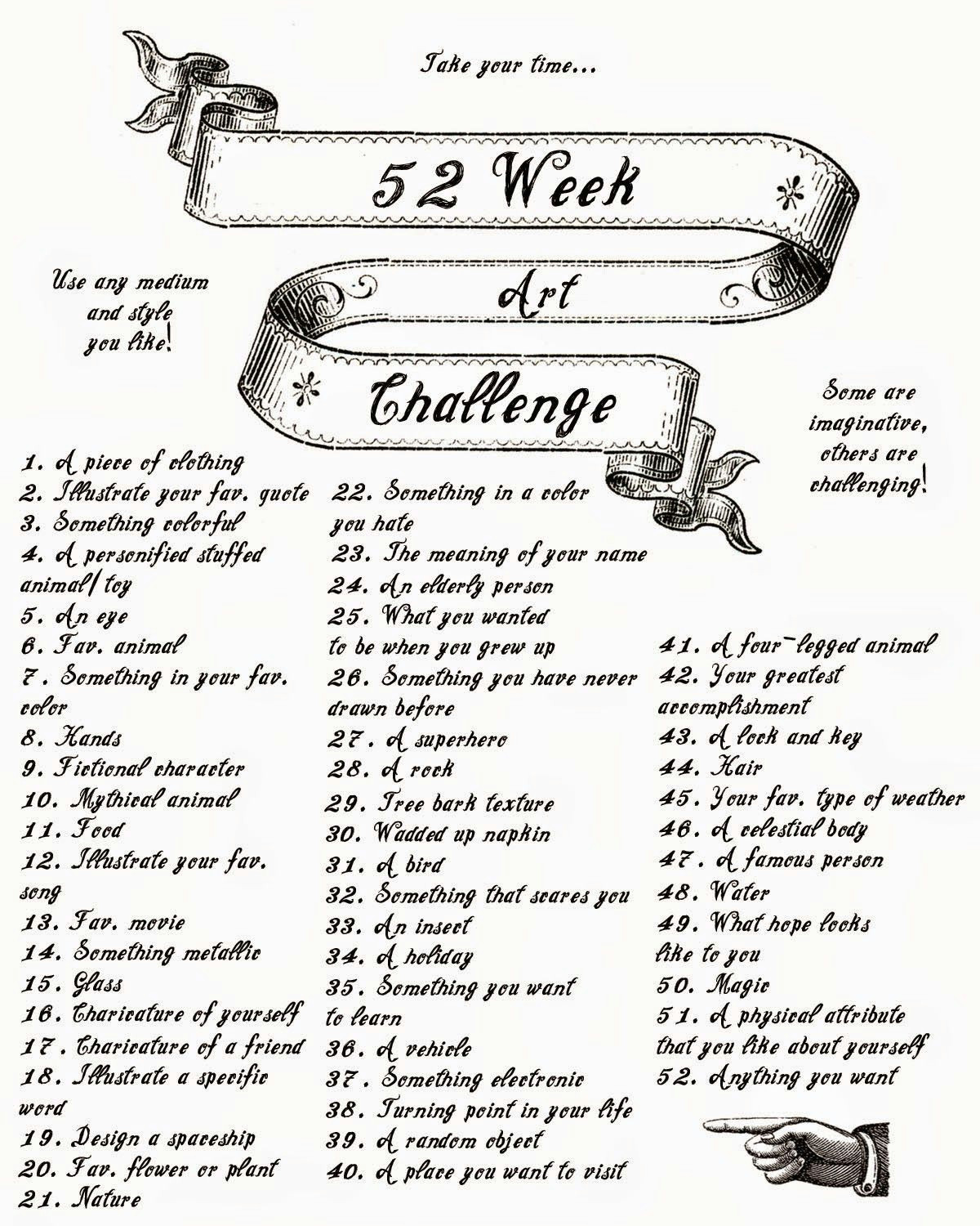 500 Drawing Ideas 52 Week Art Challenge the Starving Arts Painting Pinterest