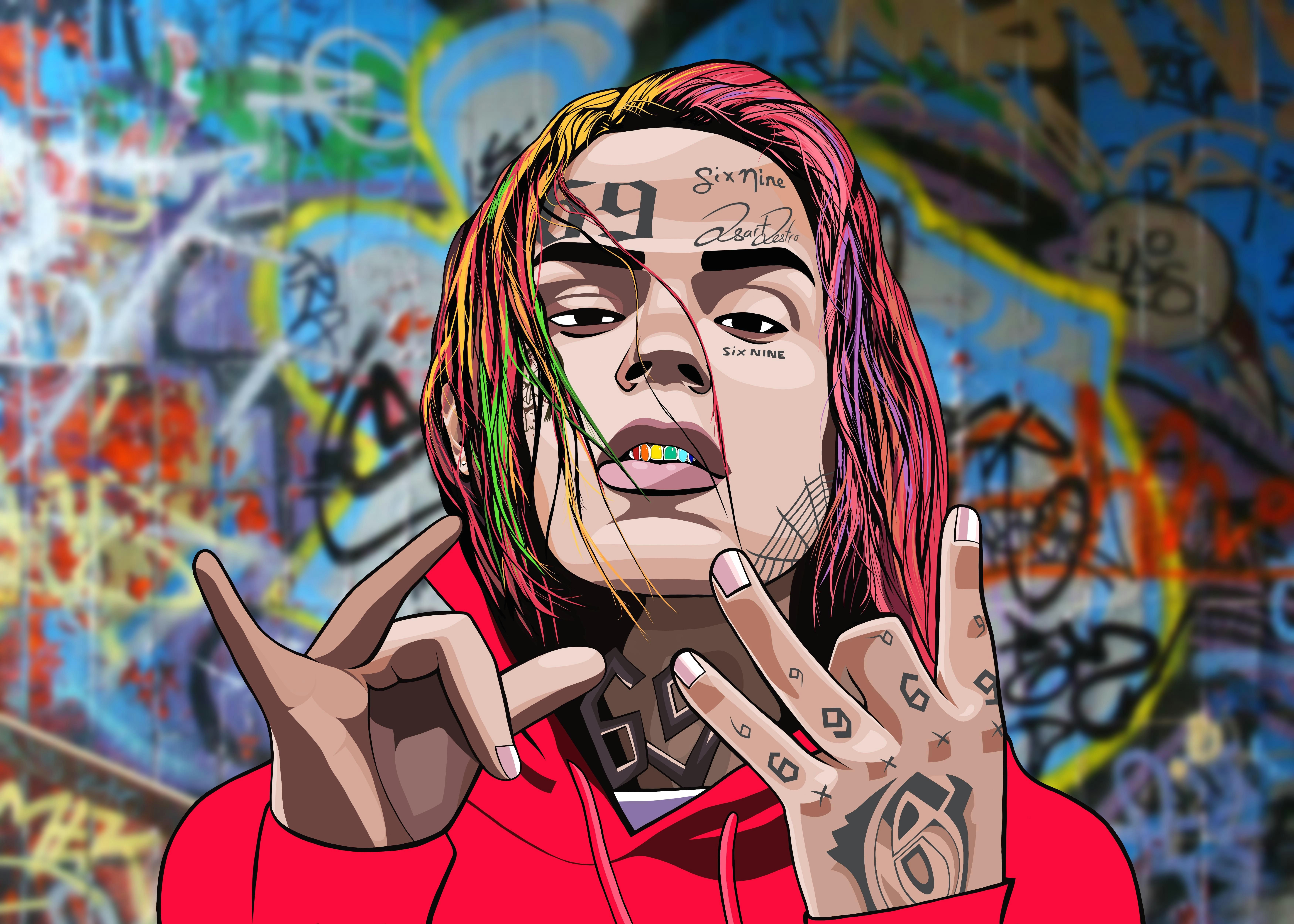 6ix9ine Cartoon Drawing 6ix9ine Drawing Art In 2019 Pinterest Rapper Art Rap