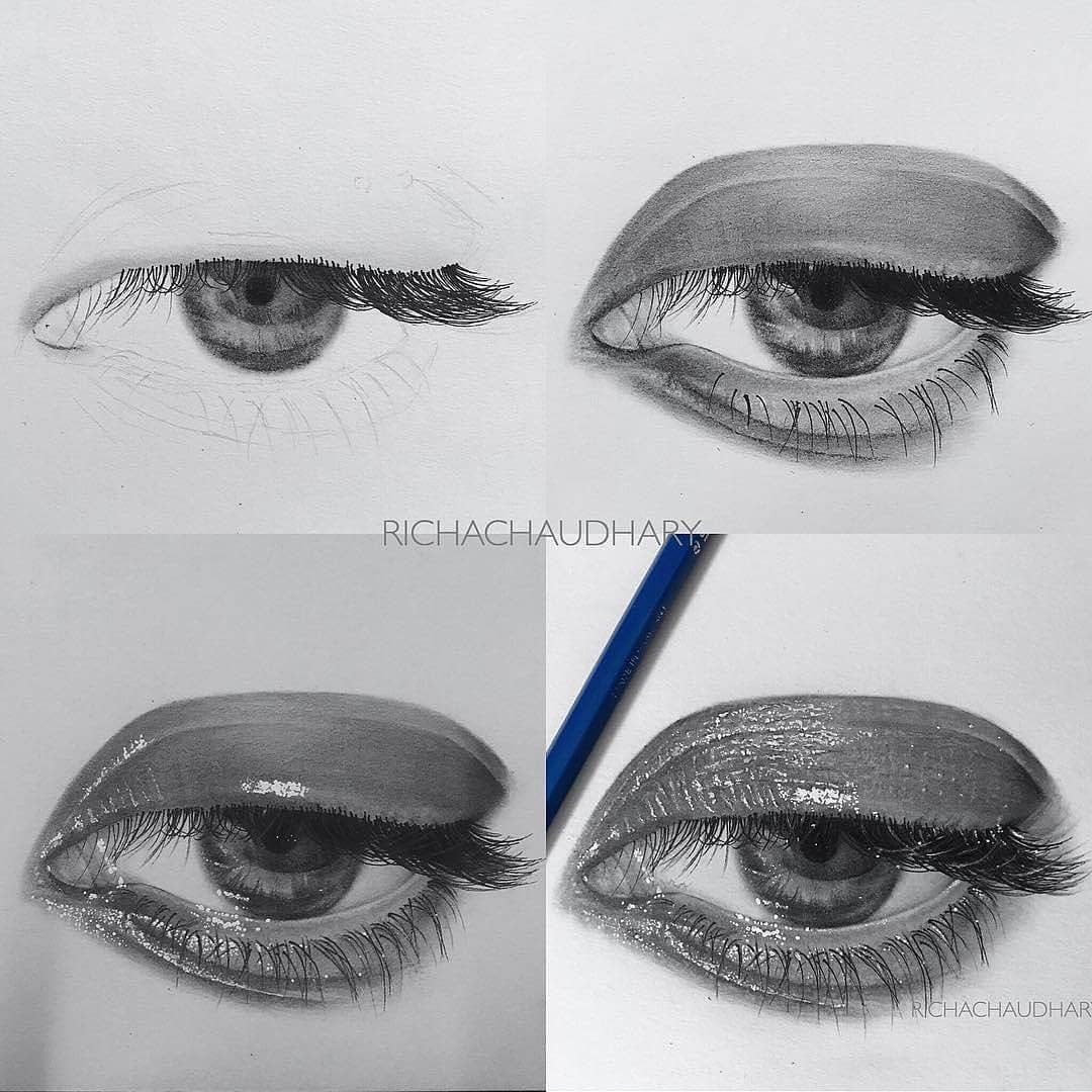 A Detailed Drawing Of An Eye Realistic Eye Drawing with Detailed Progression Great Reference and