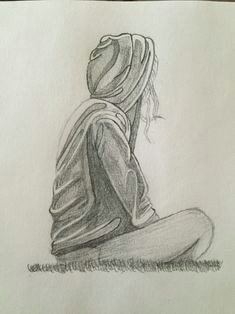 A Drawing Of A Girl Sitting Down Sad Girl Drawing