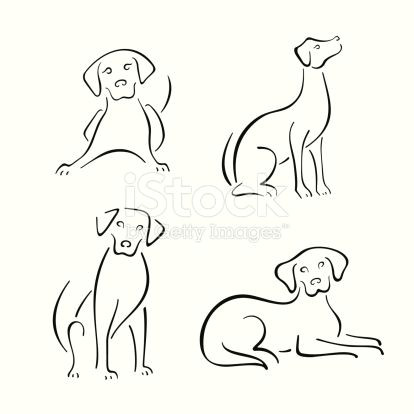 A Simple Drawing Of A Dog Four Stylized Dogs On A White Background Easy Sketches Drawings