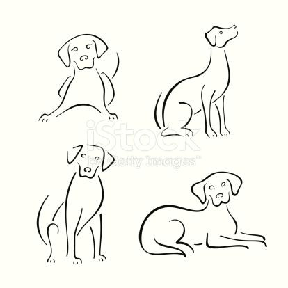 A Simple Drawing Of A Dog Four Stylized Dogs On A White Background Easy Sketches Drawings