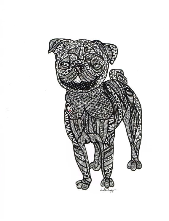 Abstract Drawing Of A Dog Abstract Drawing Using Pen Prints are 8 X 10 This Pug Was Drawn
