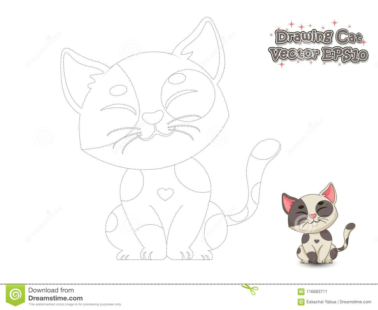 Animated Drawing Of A Cat Drawing and Paint Cute Cartoon Cat Educational Game for Kids V