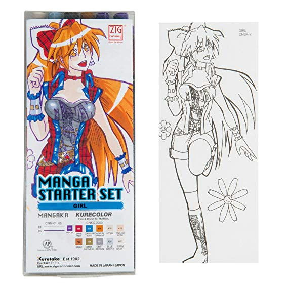 Anime Drawing Starter Kit Japanisches Manga 12 Stifte Geschenk Set Girl Amazon De Kuche