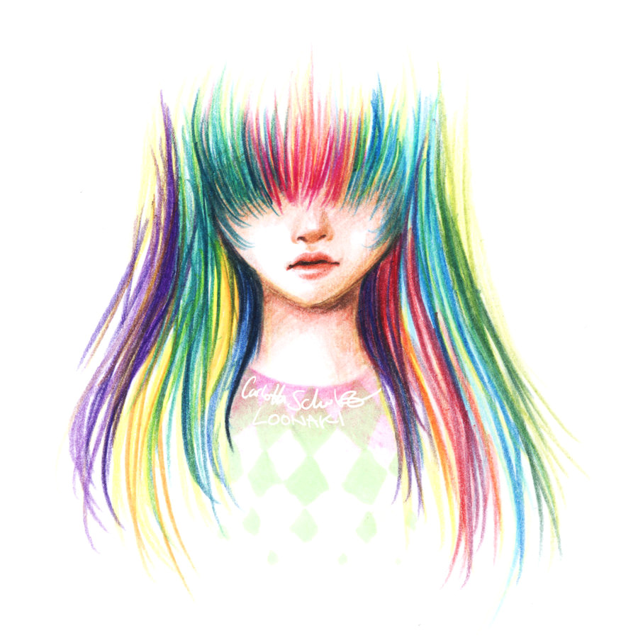 Anime Drawing Using Color Pencil In Front Of by Loonaki On Deviantart Illustration Art