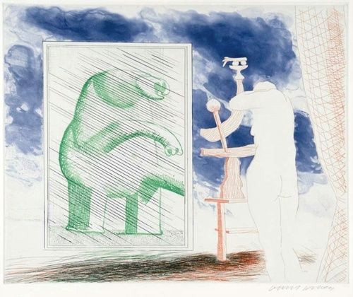 B.a Drawing and Painting Hockney David B 1937 A Picture Of Ourselves Etching and