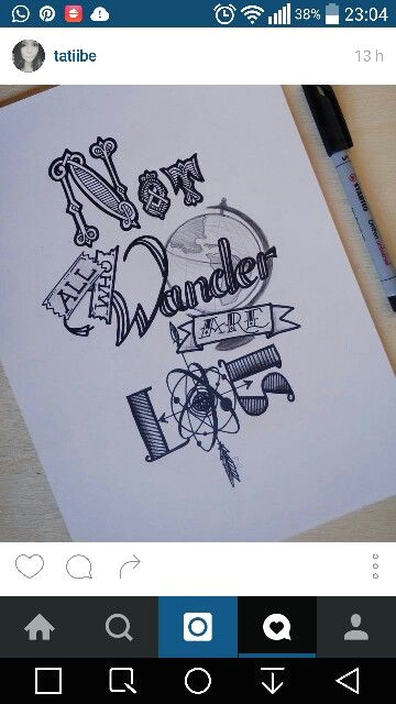 B Drawing Board Not All who Wander are Lost Drawing Typography Instagram Quote
