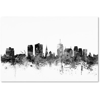 B Drawing Size Mercury Row Christchurch Nz Skyline Graphic Art On Wrapped Canvas