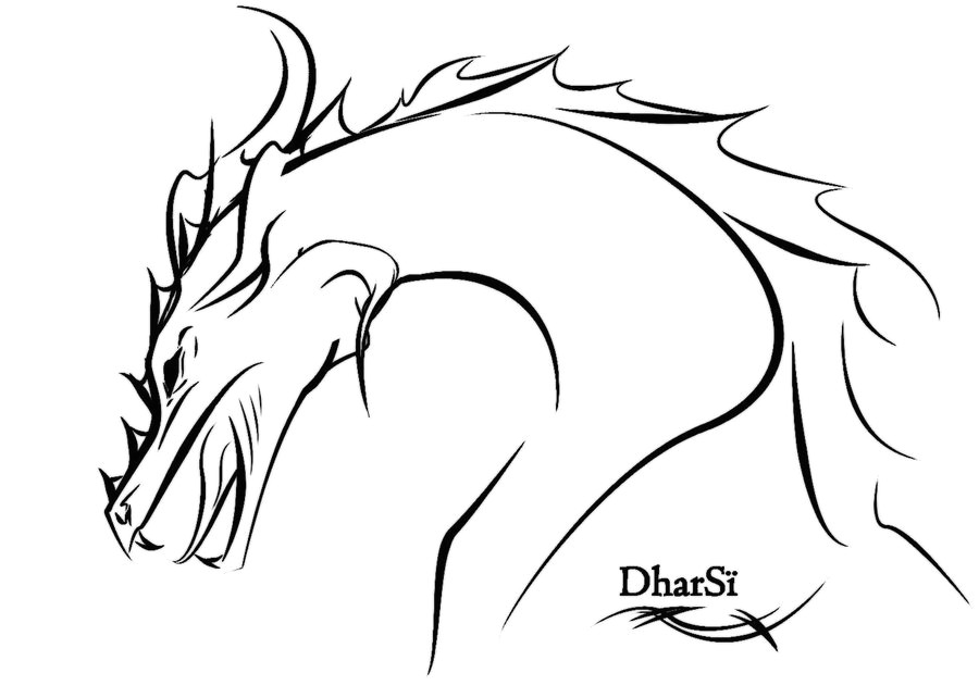 Black Line Drawings Of Dragons 7 Dragon Lineart Black Lined for Free Download On Ayoqq org