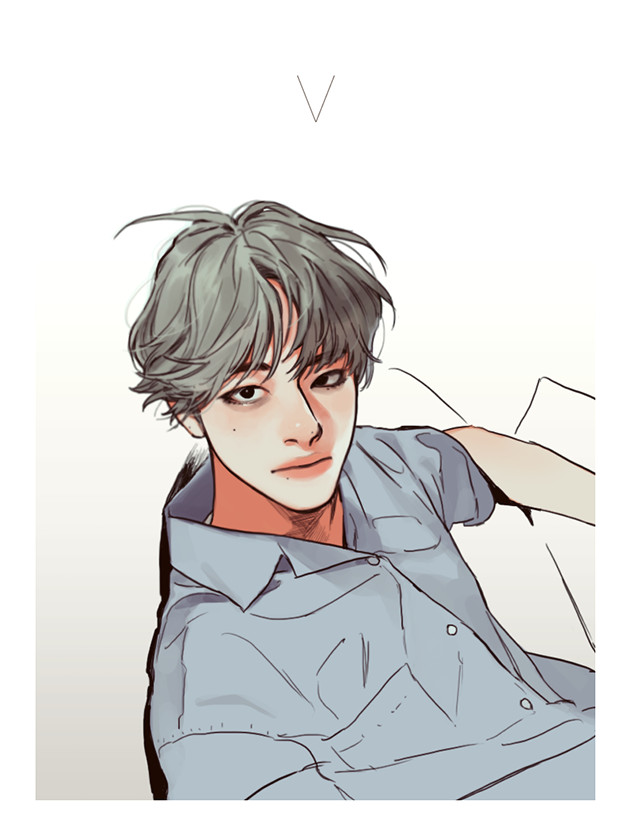 Bts V Cartoon Drawing Bts V Fanart Art Pinterest Bts Kpop Fanart and Bts Fans