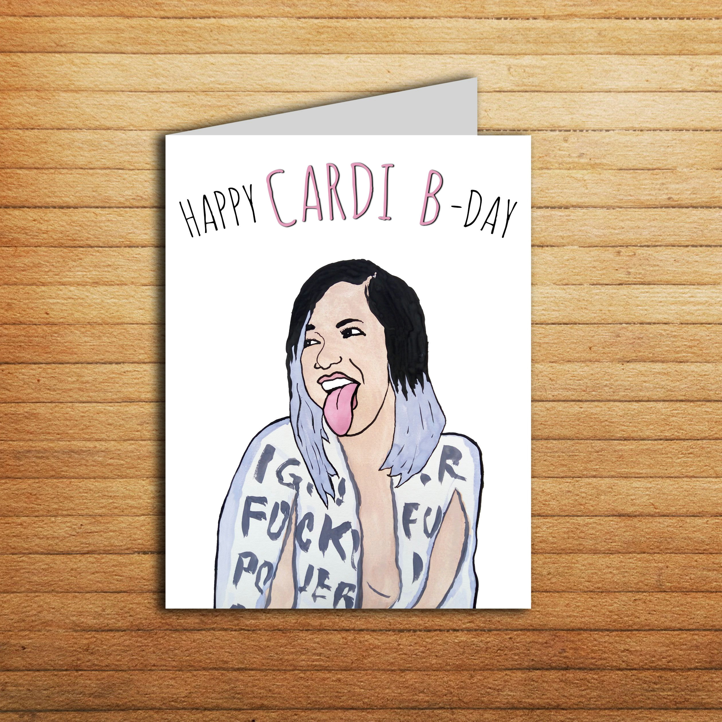 Cardi B Cartoon Drawing Cardi B Card Funny Birthday Card Printable Happy Cardi B Day Etsy