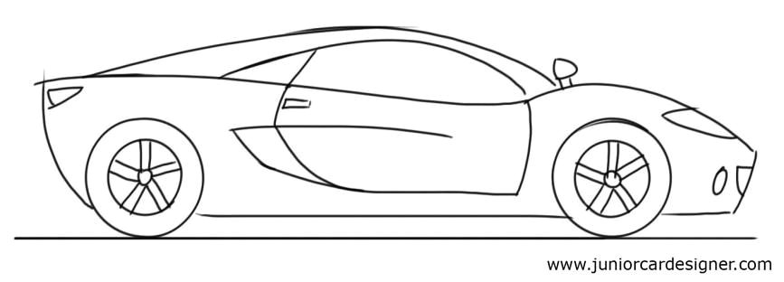 Cars 3 Drawing Easy Easy Car Drawing Tutorial for Children Sports Car Side View Art