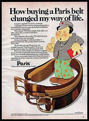 Cartoon Drawing Advertising 1972 Paris Belts Mao Zedong Caricature Communism Drawing 1970s