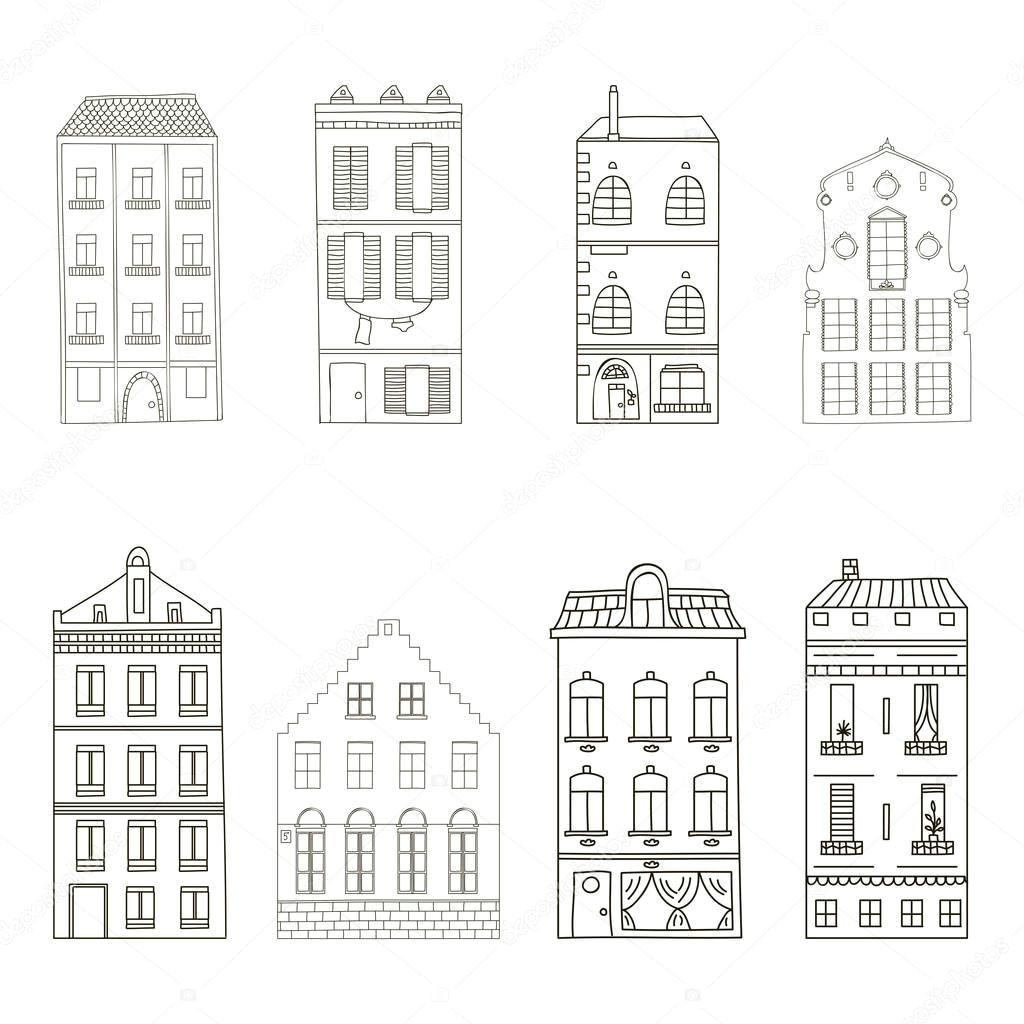 Cartoon Drawing Buildings Cartoon Hand Drawn Buildings Stock Vector A C Vareennik 148437411