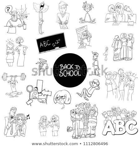 Cartoon Drawing Classes Black White Cartoon Illustration School Education Stock Vector