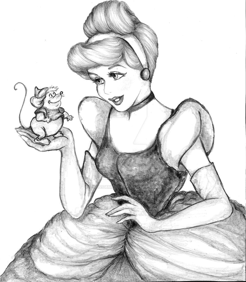 Cartoon Drawing Commission A Commission Piece Of Cinderella Pencil Drawing Measures 8×10