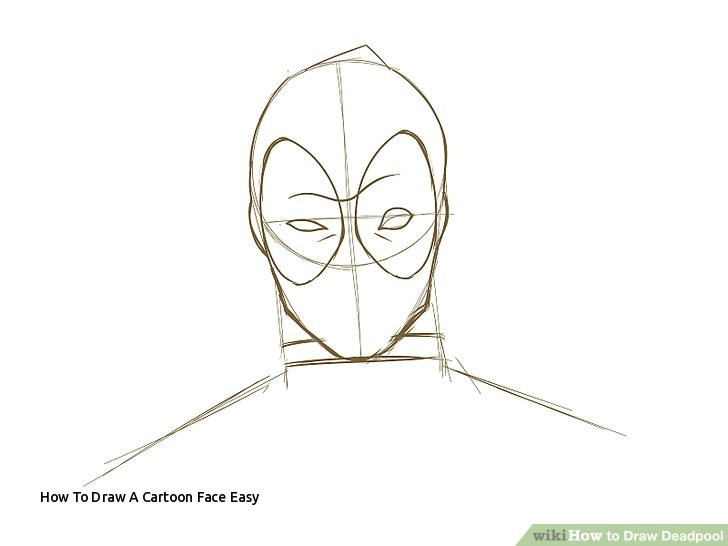 Cartoon Drawing Deadpool How to Draw A Cartoon Face Easy How to Draw Deadpool with Wikihow