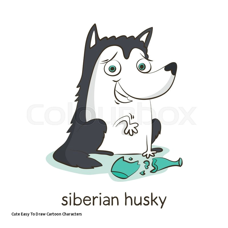 Cartoon Drawing Donkey Cute Easy to Draw Cartoon Characters Siberian Husky Cute Vector