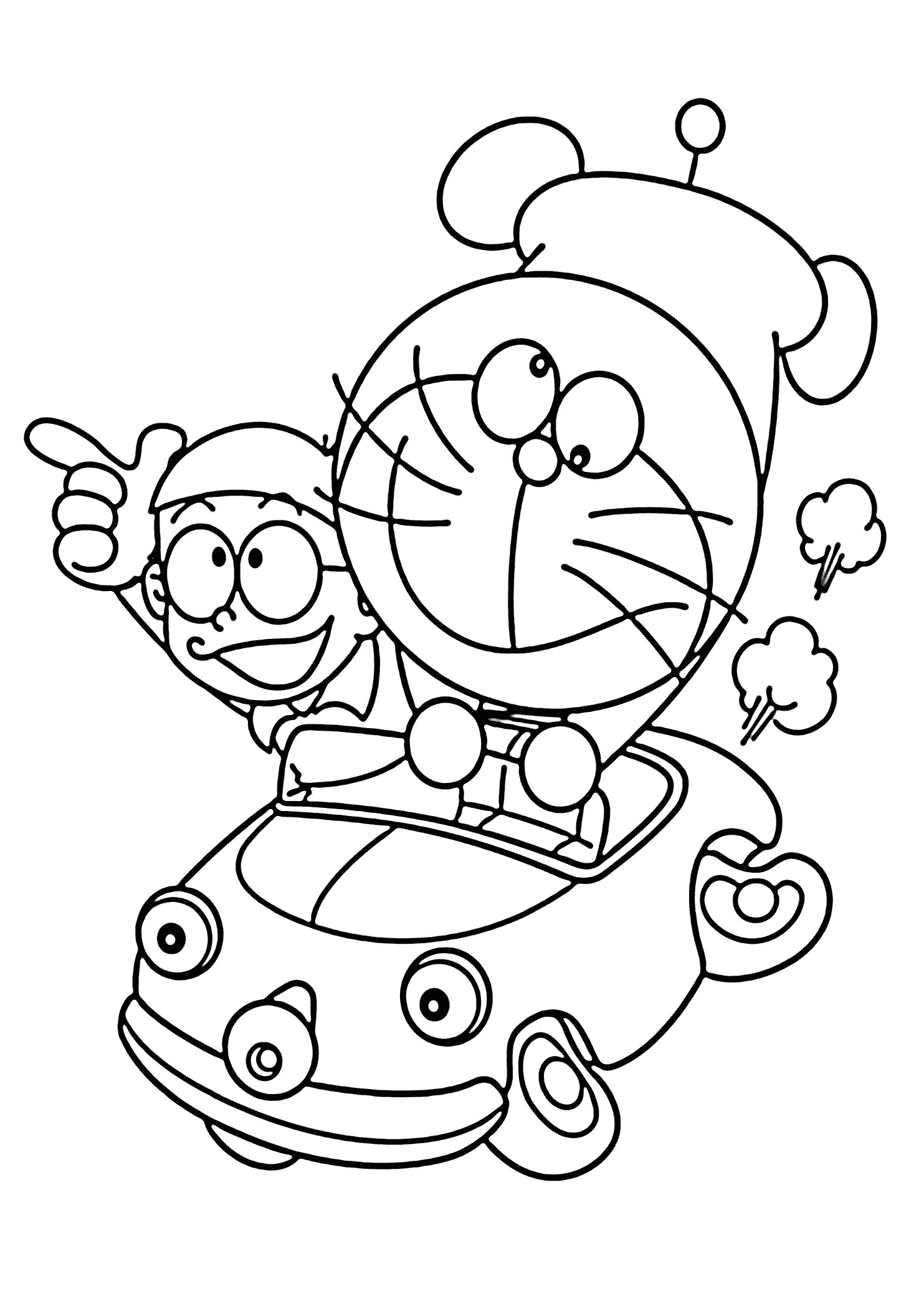 Cartoon Drawing Doraemon Doraemon In Car Coloring Pages for Kids Printable Free Doraemon
