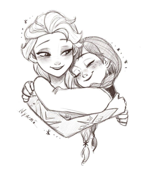 Cartoon Drawing Elsa Fantastic Drawing Of Elsa and Anna Frozen A Disney