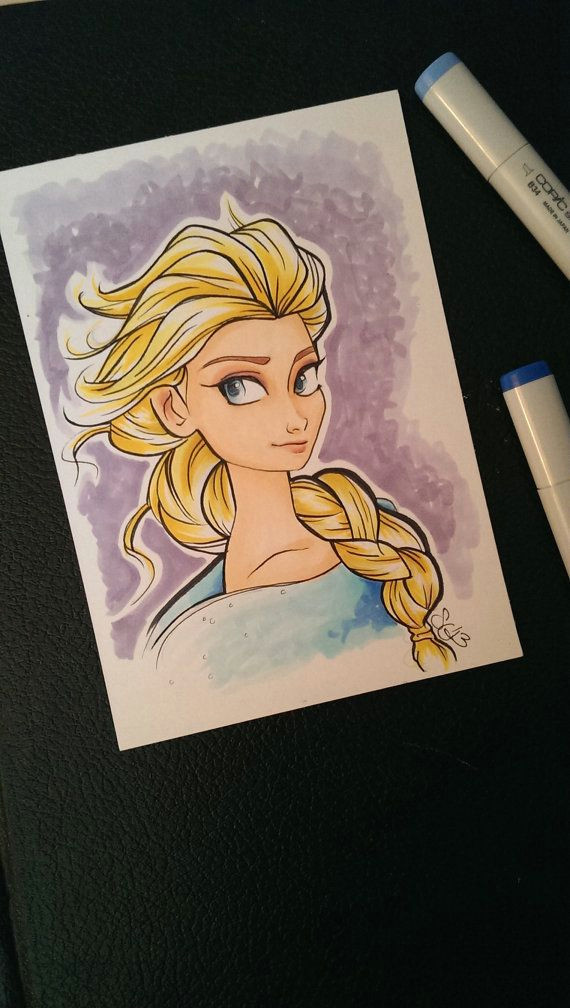 Cartoon Drawing Etsy Elsa Frozen Marker Drawing Let It Go Elsa Pinterest