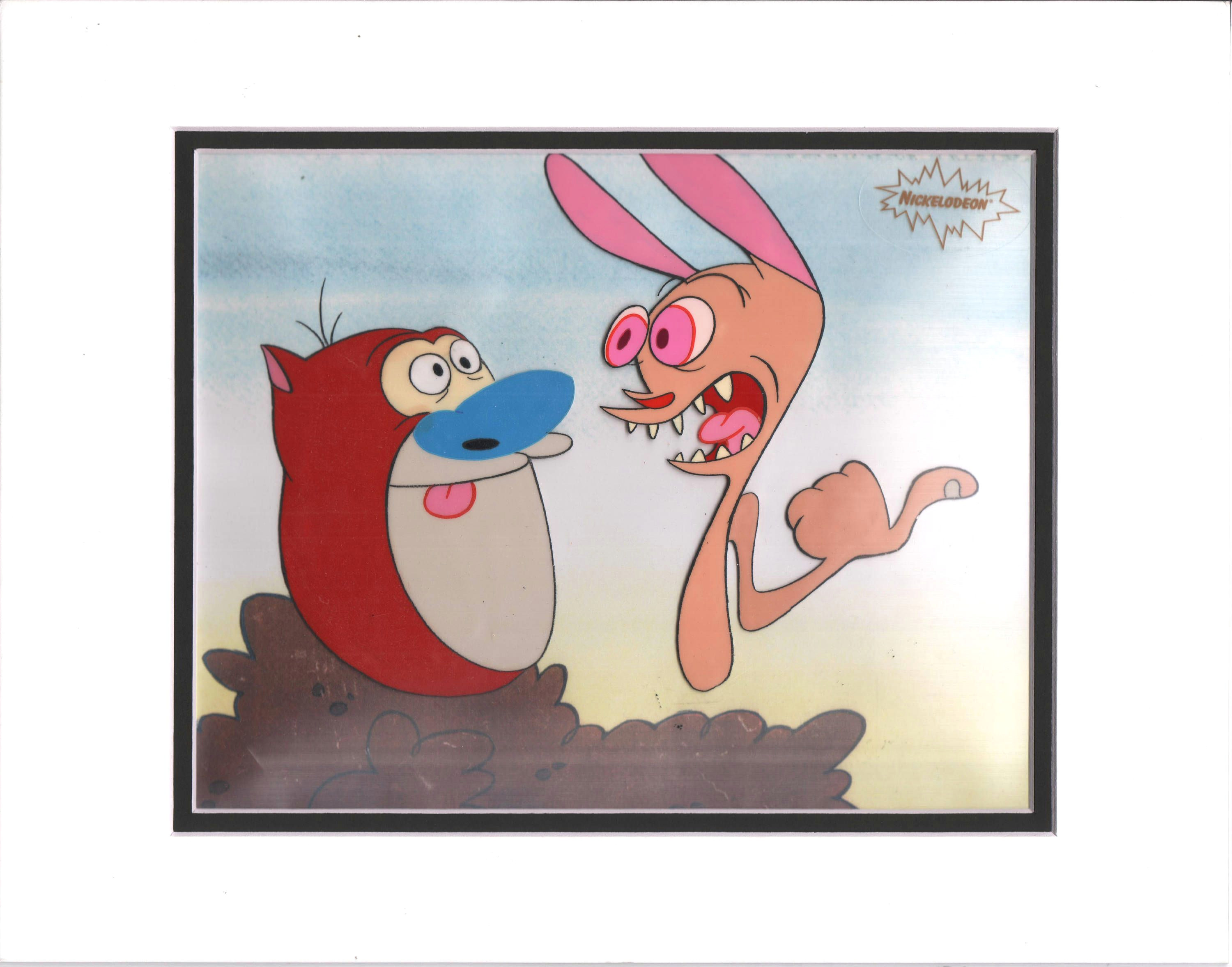 Cartoon Drawing Etsy Ren and Stimpy Show original Production Cel with Print Background