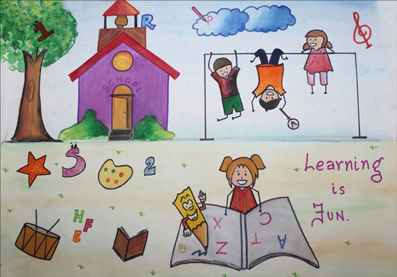 Cartoon Drawing for Grade 1 Drawing Competition 2015