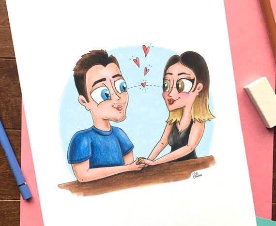 Cartoon Drawing Gifts Couple Portrait Cartoon Illustration Unique Wedding Gift Custom