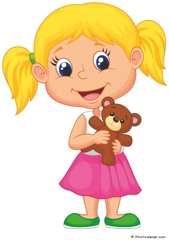 Cartoon Drawing Girl and Boy Little Girl Holding Bear Stuff Kids Clip Art Cartoon Kids