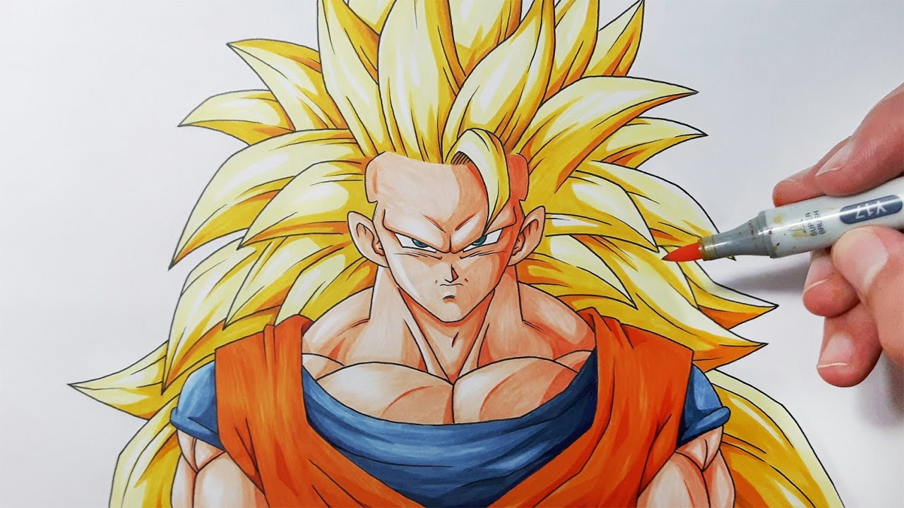 Cartoon Drawing Goku How to Draw Goku Super Saiyan 3 Step by Step Tutorial Youtube