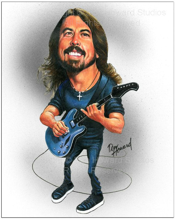 Cartoon Drawing Guitar Dave Grohl Limited Edition Celebrity Caricature by Don Howard by