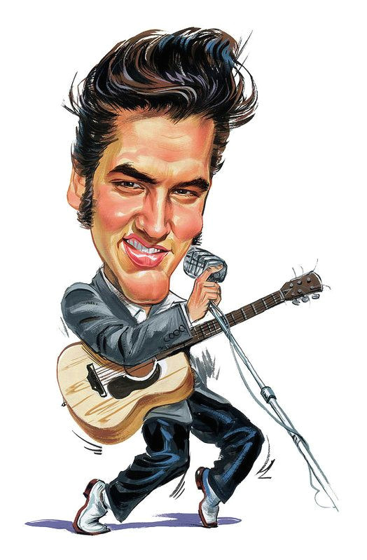 Cartoon Drawing Guitar Elvis Presley Art Print by Art In 2019 Elvis Presley Caricature