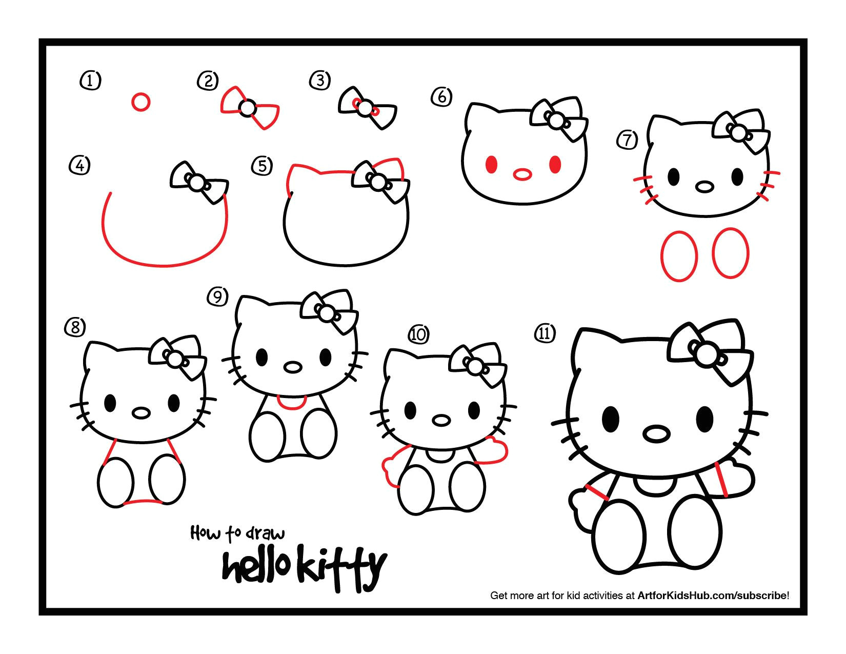 Cartoon Drawing Hello Kitty Download How to Draw Hello Kitty Worksheets Printables for Pre K