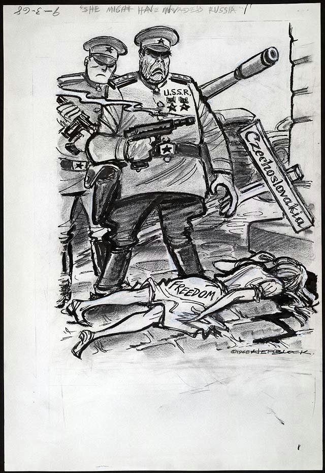 Cartoon Drawing History 1968 Russia Ends Praque Spring Democratization Of Czechoslovakia