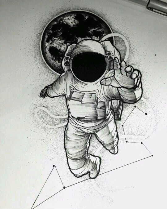 Cartoon Drawing Instagram Instagram is Frxncis Spaced Out Tattoos astronaut Tattoo