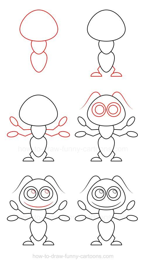 Cartoon Drawing Instructions How to Draw An Ant In 2019 Drawing Drawings Easy Drawings Art
